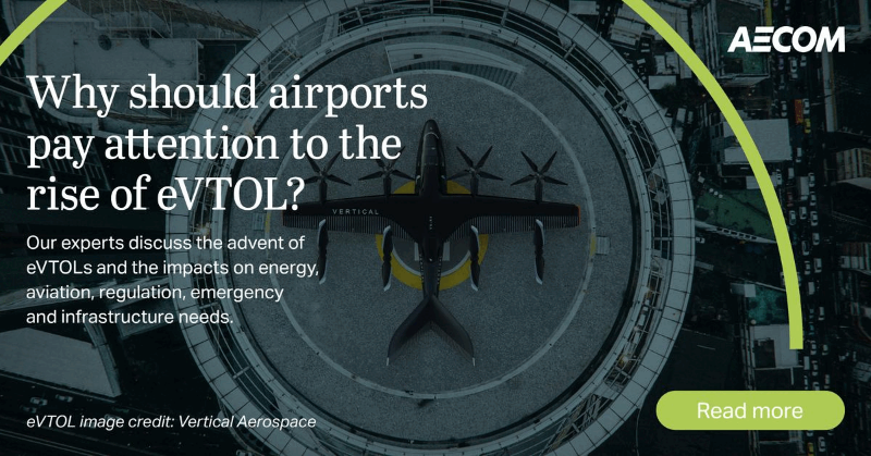 AECOM's tweet photo. Our experts have just published a definitive white paper on the #eVTOL industry and considerations for airports in the acclaimed Journal of Airport Management by @HSP_Journals.

Discover what’s next for eVTOLs, and their future role in airports.