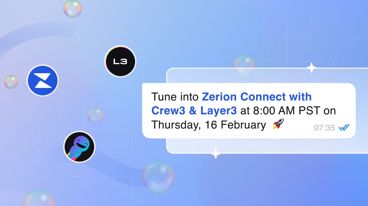 zerion's tweet photo. The round table is formed!⚔️
Join us, @crew3xyz  &amp; @layer3xyz, to discuss how gamification platforms influence community &amp; product growth🌎

Claim your special Crew3 &amp; Layer3 POAP; may give you early access to a new product release👀

See you at 8AM PST at https://t.co/NmBjbzrVAl https://t.co/HXN50qmo0V