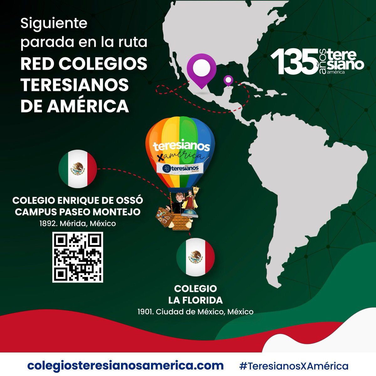 Y nos espera el 4to colegio de América, no te pierdas la próxima parada en la Ciudad de México, un colegio con fuerte sello teresiano… acompáñanos.