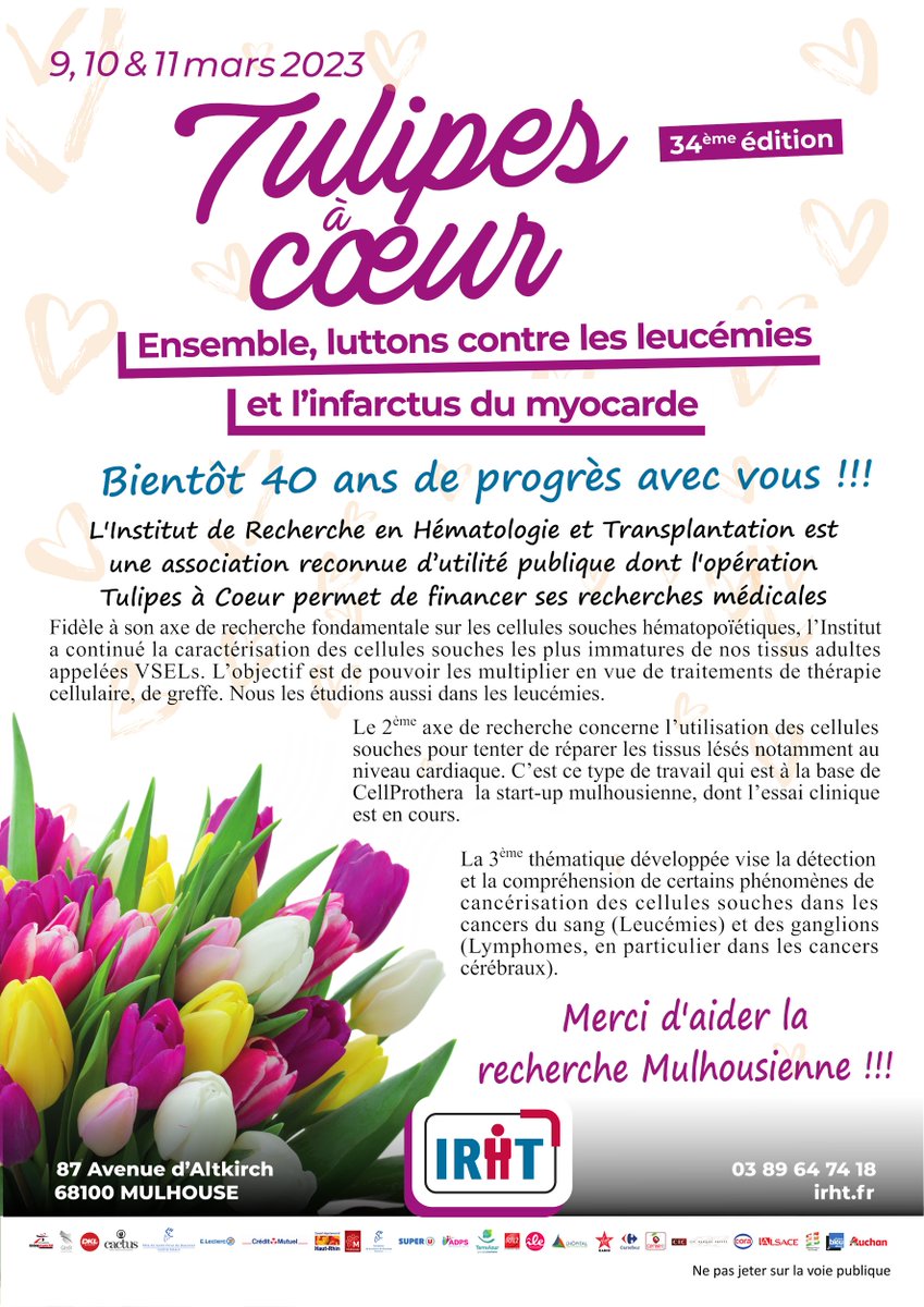 Lancement le 9, 10 et 11 Mars de notre opération Tulipes à cœur. Merci à tous les organisateurs et les bénévoles et à bientôt.