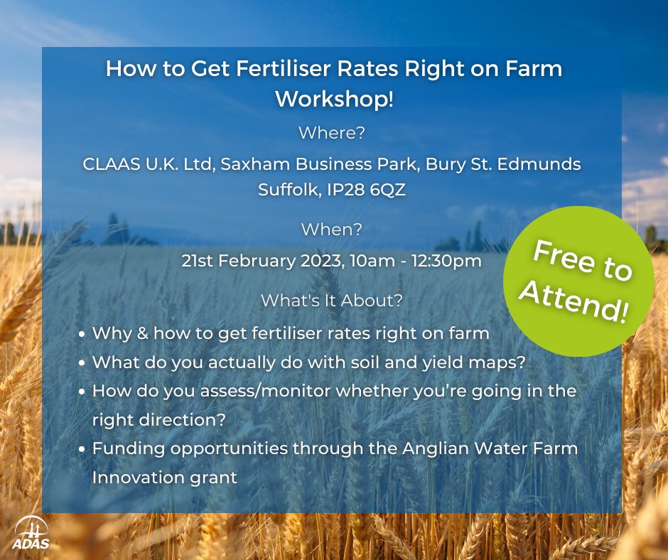 ADASGroup's tweet photo. Struggling to get #fertiliser rates on your farm?
Join our workshop!
Find out more & sign up here: https://t.co/y3bh7IPMWC
#farminguk #agriculture #soilhealth #yieldmap #crops #arablefarming https://t.co/JsLaQGtZ1z