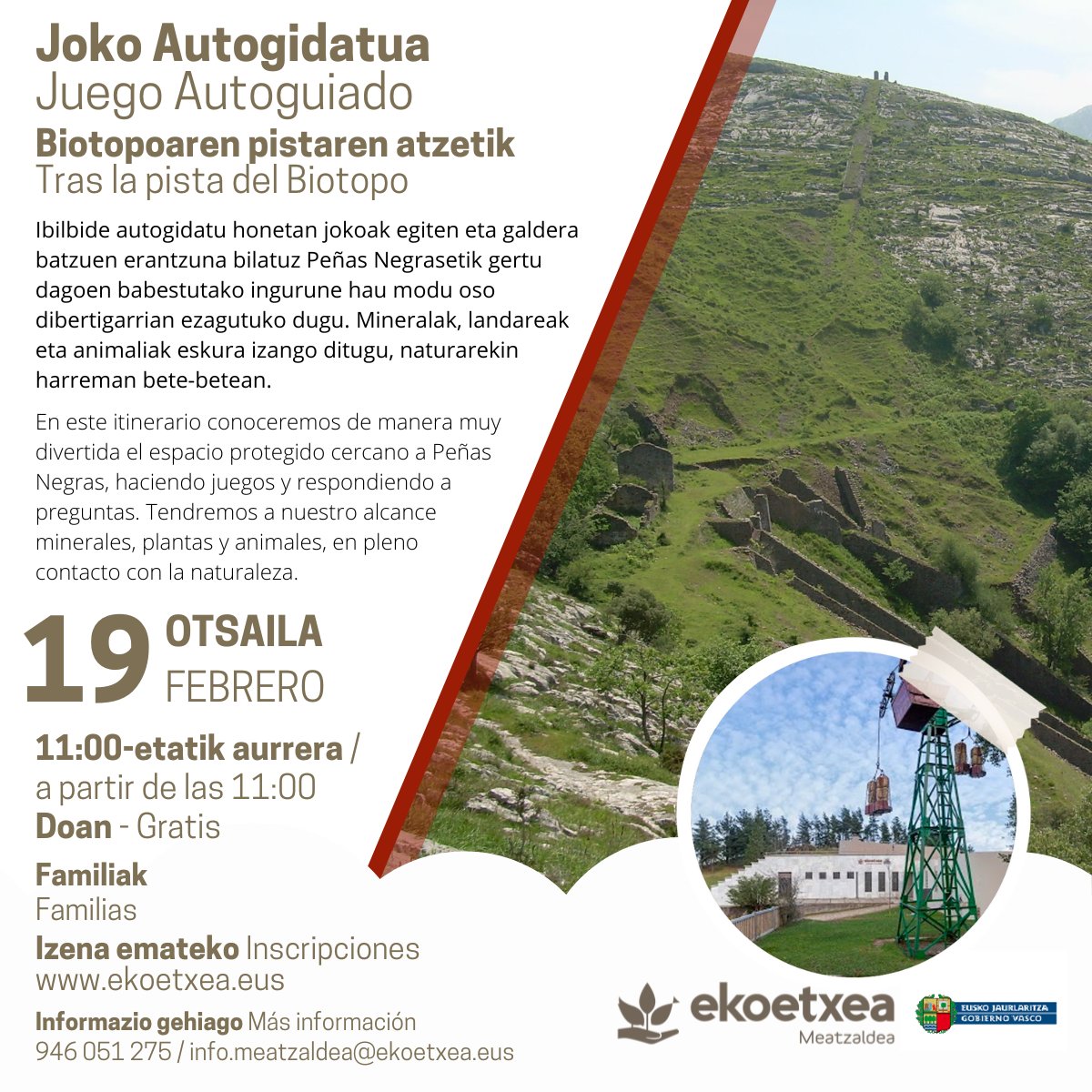 trapagarango's tweet photo. 🙋‍♀️Estas son las actividades en #Ekoetxea de #Meatzalde para este fin de semana:
▪️18 de febrero: Juego Autoguiado👉En busca de los minerales olvidados🔍 
▪️19 de febrero: Taller infantil👉Carnavales ecológicos🎭y Juego Autoguiado👉Tras la pista del Biotopo⛏️
¡Anímate!
#Trapagaran https://t.co/jqeMDR0DTp