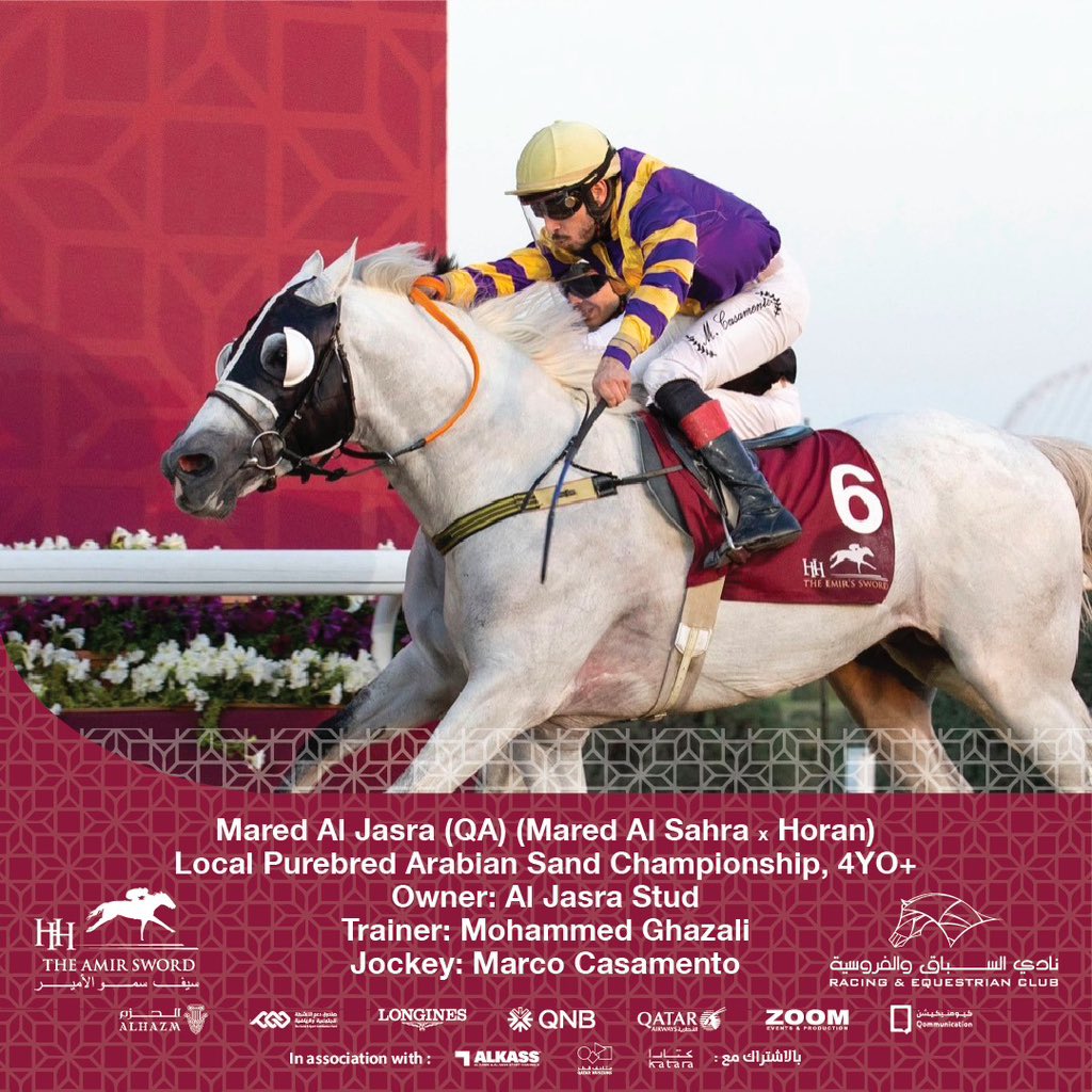 Q_REC's tweet photo. الشوط: البطولة الرملية للخيل العربية الاصيلة إنتاج محلي، 4 سنوات فما فوق، 1200م
الجواد: مارد الجسرة (مارد الصحراء × حوران)
المالك: مربط الجسرة
المدرب: محمد الغزالي
الخيال: ماركو كازامنتو https://t.co/QKr9ocqQtK