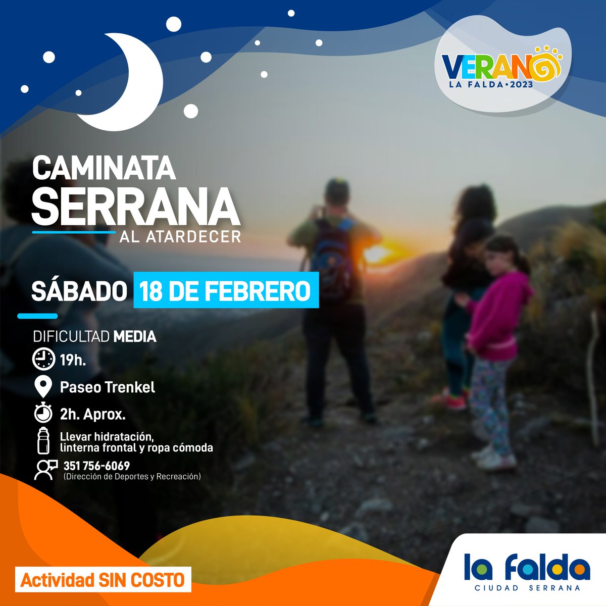 👉 CAMINATA SERRANA AL ATARDECER 🌄 - ACTIVIDAD GRATUITA SIN INSCRIPCIÓN PREVIA

¡Sumate! Te esperamos este SÁBADO 18 DE FEBRERO a recorrer los senderos de nuestras sierras.

⏰19h (duración 2 horas aprox.)
📌 Nos encontramos en el Paseo Trenkel (frente al Hotel Edén)