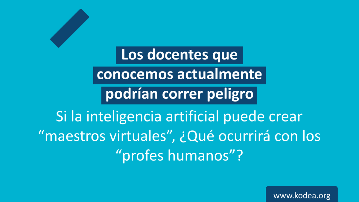 KodeaOrg's tweet photo. Las nuevas tecnologías ya son una realidad y su impacto también se verá en la #educación.

Un ejemplo concreto es el controversial #chatGTP. En el #aula, podría tener la capacidad de mejorar los sistemas de aprendizaje y ofrecer detallados feedbacks al instante. https://t.co/QDYh1Bnw4g