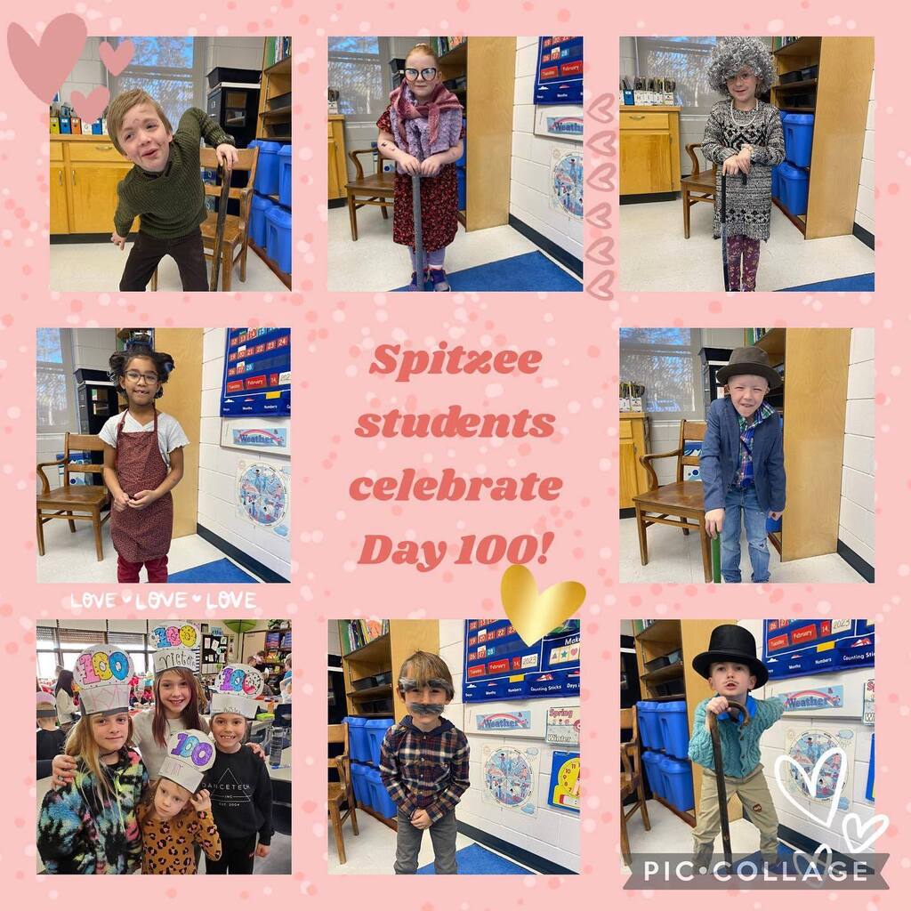 Spitzeeschool's tweet photo. When students were asked to show what 100 looked like, we were just happy they didn’t dress up like Mrs Culbert and Mr Holmes 😂🦅 https://t.co/FH5L093eQT https://t.co/n91OSAZZqV