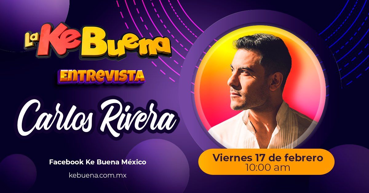 kebuenaoficial's tweet photo. ¡@_CarlosRivera estará en la casa! 😍 Conoceremos los detalles de su nuevo álbum, #Sincerándome. 

#AquíSuenaLaKeBuena https://t.co/74nBzTlqwS