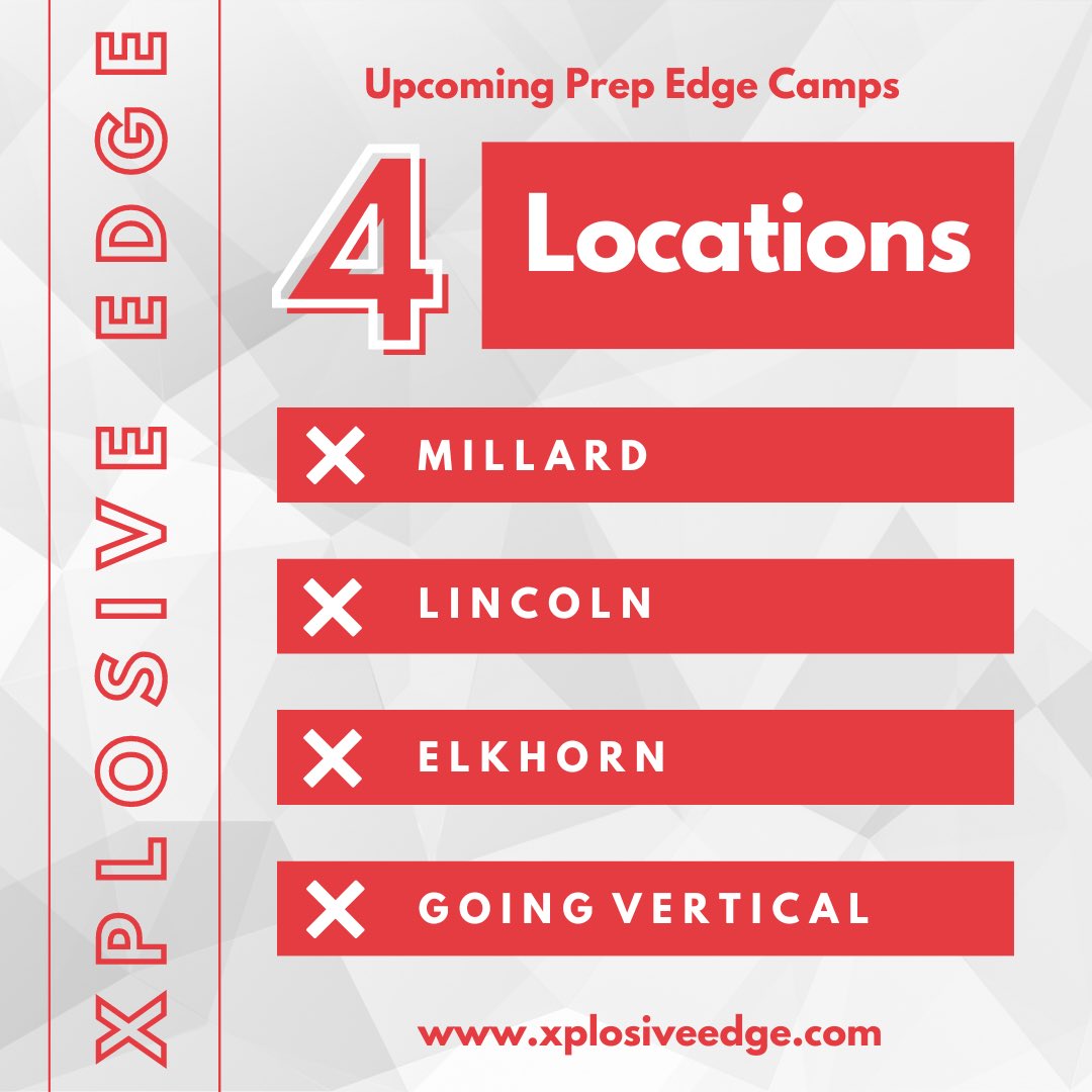 TheXplosiveEdge's tweet photo. Can you believe it’s almost time for our first round of Spring Prep Edge camps?! Hard to believe with this weather ❄️ ⛄️ right?!
Head online or to our Instagram page to see all of our available camp times!
➡️Register online now!!!
#teamxedge❌ https://t.co/stuIYYJY9X