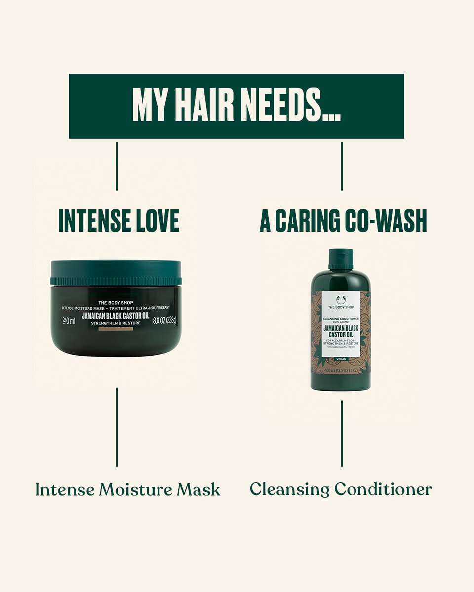 TheBodyShopSA's tweet photo. Whatever your locks are craving, our NEW Jamaican Black Castor Oil range has got you covered. > https://t.co/NANzK2arCw
Tell us which curl companion youβre choosing in the comments below π
#TheBodyShop #JBCO #JamaicanBlackCastorOil #HairCare #Range #Curls #CurlCompanion https://t.co/Bz1BGYN4JF