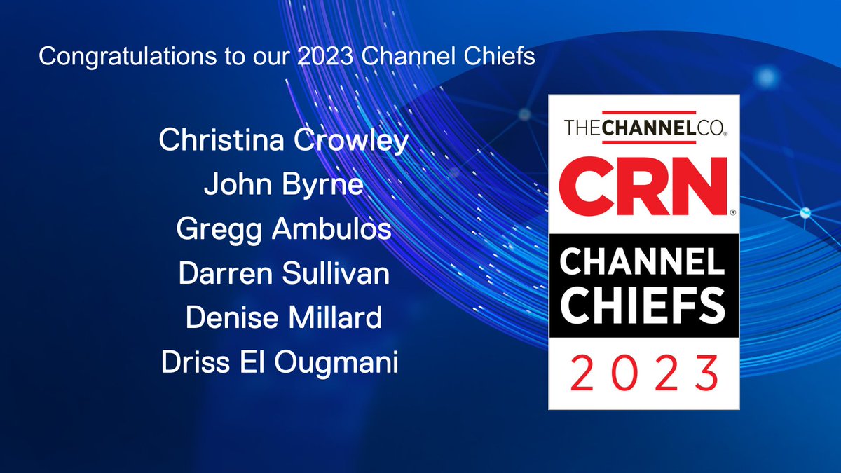 What an amazing shout-out to our 2023 @CRN Channel Chiefs! 

Congrats to:
@crowley_cl 
@JohnByrneCSO
@AmbulosGregg 
@darrenpsullivan 
@deniseemillard 
@DrissatDell 

#CRNChannelChiefs
