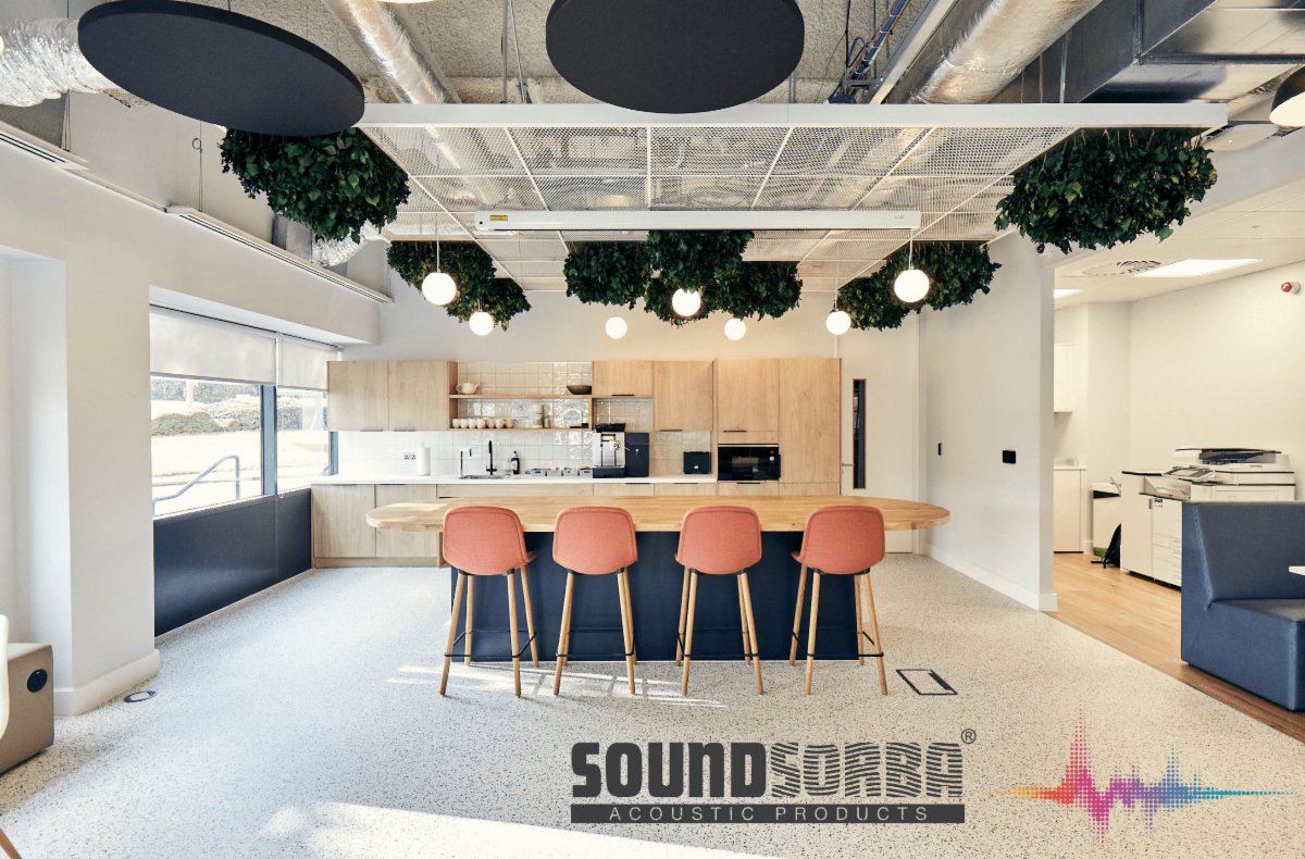 soundsorba's tweet photo. A good breakout space is vital for any office, and this includes getting the acoustics right! Our Cloudsorba panels are a great solution for any excessive reverberation - like with these beautiful circular rafts.
#acoustics #acousticpanels #ukmanufacturing #interiordesign https://t.co/S37QD9MqQM