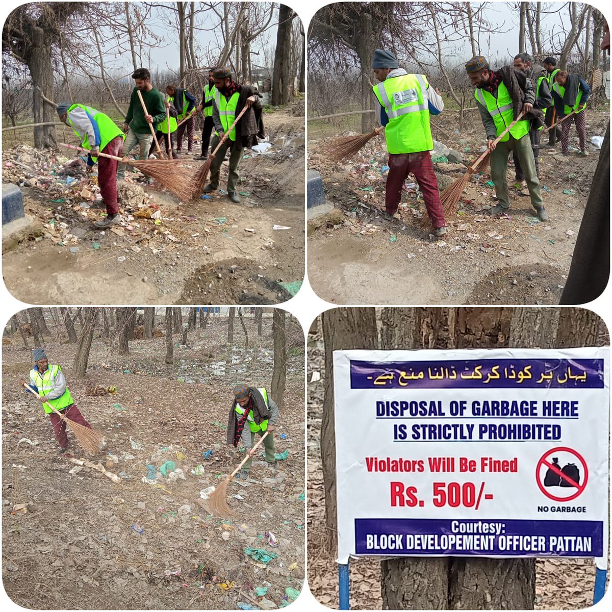 Sanitation Drive Launched along National Highway in Block Pattan. Warning Boards have been installed at Prominent Places.
 Help us to Keep our Environment Neat and Clean.
#SaveMotherEarth
#CleanIndia
#SwachhtaHiSewa
@DrSyedSehrish @DCBaramulla @KashmirRdd @shafiamaqbool