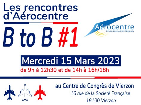 Aérocentre (@aerocentreaper) on Twitter photo 📢 Rencontres B to B de la filière aéronautique d'Aérocentre 🚀en <a href="/RCValdeLoire/">Région Centre-Val de Loire</a>
📅 Mercredi 15 Mars 2023
📍 Vierzon
📲 Inscription obligatoire >> aero-centre.fr/actualite/ouve… 📢 Rencontres B to B de la filière aéronautique d'Aérocentre 🚀en <a href="/RCValdeLoire/">Région Centre-Val de Loire</a>
📅 Mercredi 15 Mars 2023
📍 Vierzon
📲 Inscription obligatoire >> aero-centre.fr/actualite/ouve…
