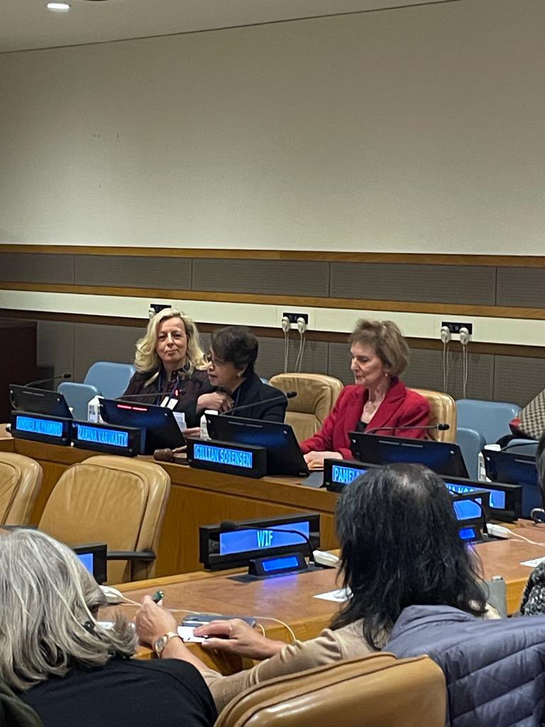WIF_UN's tweet photo. The US and the UN - why it’s important and what’s at stake? A frank and insightful discussion with Gillian Sorensen and @WIF_UN @UN @zarinavarukatty @SlovakiaUNNY https://t.co/lQOW5LYYdR