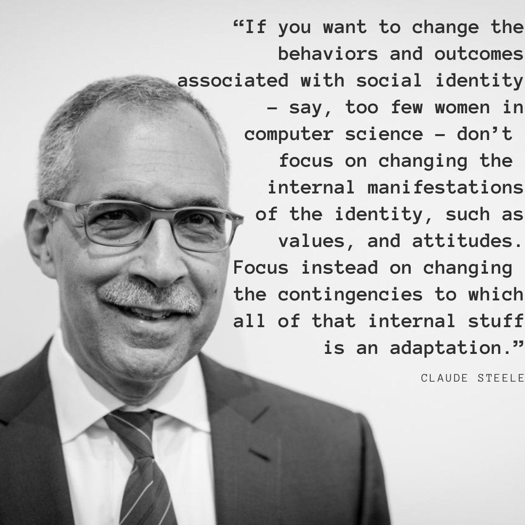 As professor of psychology at Stanford University, Dr. Steele's seminal work elucidating the role of stereotype threat in performance and engagement for minoritized groups changed the landscape of the field of psychology.  

#Blackpsychology #Blackhistorymonth #blackmentalhealth