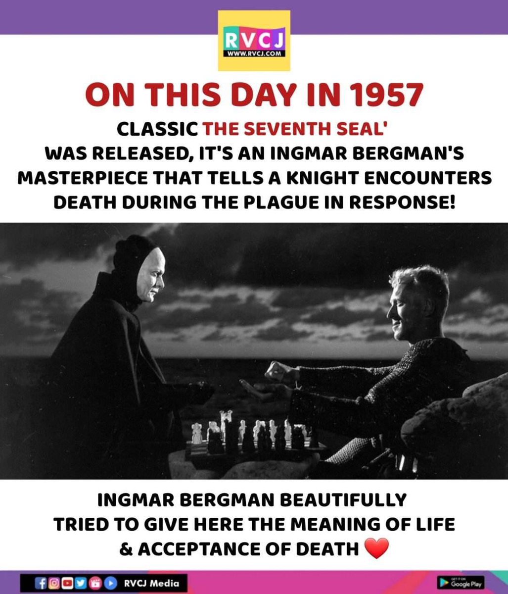 rvcjmovies's tweet image. #OnThisDay in 1957

#theseventhseal #ingmarbergman #hollywood #rvcjmovies