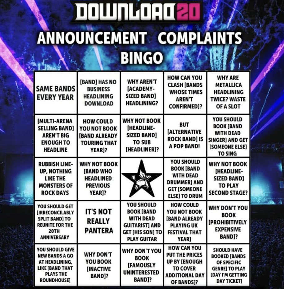 festpod's tweet photo. Bingo cards at the ready!
⚡️ https://t.co/oER34BUG8r ⚡️
___________________________________
#metalfans #podcastrecommendations #DownloadFestival #festpod https://t.co/qOq0lyscHz