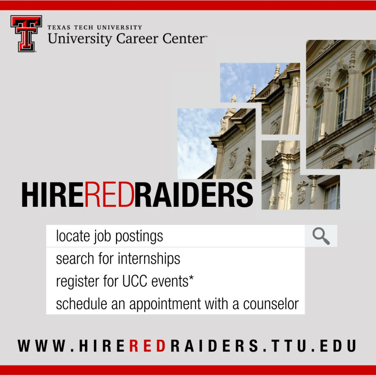 TTUCareers's tweet photo. Employers are coming to #Raiderland! Are you ready? Polish your resume &amp; practice your elevator pitch with us! Schedule an appointment to meet with a UCC Counselor before the madness of March. It’s Career Fair season! #LetsGoooo #TexasTech #RedRaiders #HireRedRaiders https://t.co/17STLcWZFX