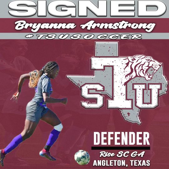 TSU_WSoccer's tweet photo. ✍️🎊🚨📣 Mental and physical power comes in the form of Bryanna Armstrong. Welcome home! We are grateful you made it! #TSUproud #GoTigers #HTX @RiseSoccerClub https://t.co/ZlHhS7z8h4