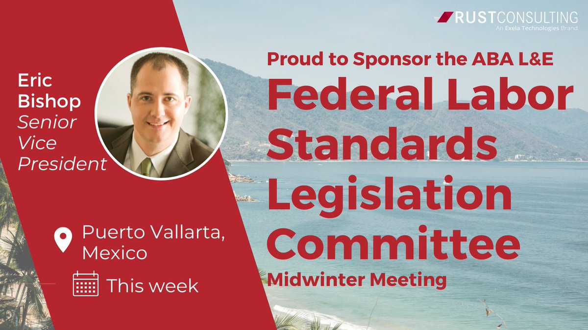 RustConsulting's tweet photo. Rust is a proud sponsor of the ABA L&amp;E FLSLC Midwinter Meeting. If you're attending, be sure to visit Eric. See more of our conferences and events at https://t.co/rgD8rBabYJ #laborandemploymentlaw #trustRust https://t.co/DndznXEOFL