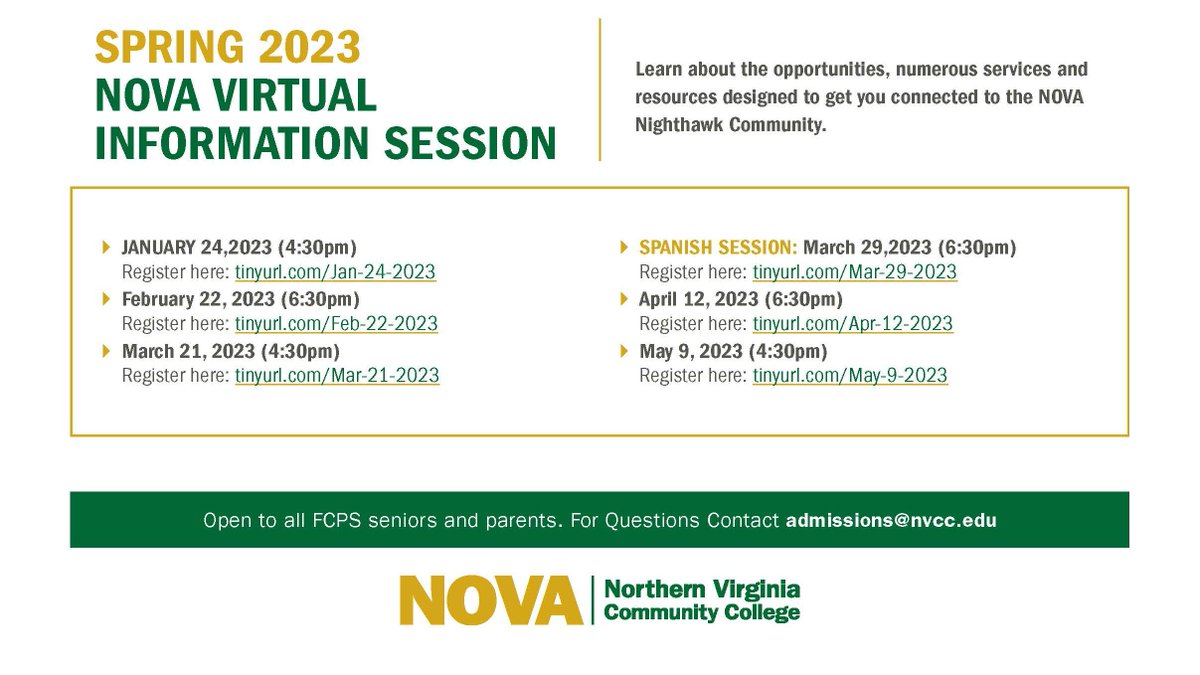 FCPS Nontraditional School Programs (@nsp_fcps) on Twitter photo The Next NOVA Virtual Info session for <a href="/fcpsnews/">Fairfax Schools 🌟</a> seniors is next week, Feb 22, 6:30 PM. Registration link: tinyurl.com/Feb-22-2023 The Next NOVA Virtual Info session for <a href="/fcpsnews/">Fairfax Schools 🌟</a> seniors is next week, Feb 22, 6:30 PM. Registration link: tinyurl.com/Feb-22-2023