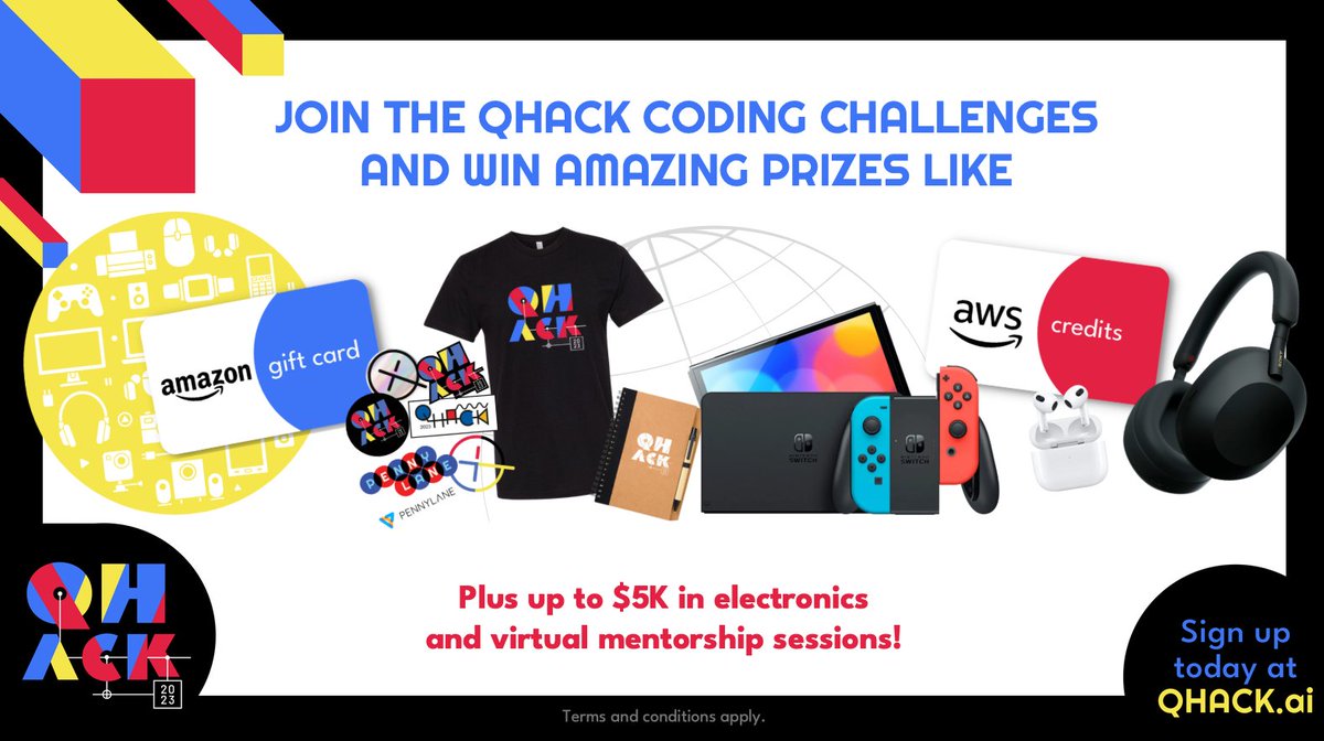 PennyLaneAI's tweet image. The #QHack2023 Coding Challenges are officially OPEN 🔓 🎉 

Need some help getting started? Join one of our 1-hour info sessions today👇

10:00 AM or 4:00 PM ET

twitch.tv/qhack

Need support? Check out our support video 👇

youtube.com/watch?v=D7ifuF…

Happy Coding! 💻