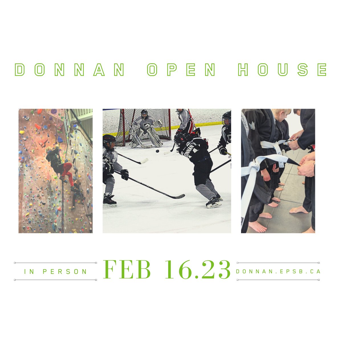 Donnan's open house runs tonight from 6-8pm. Come see our school and talk to our amazing sport staff! #BecomingMore