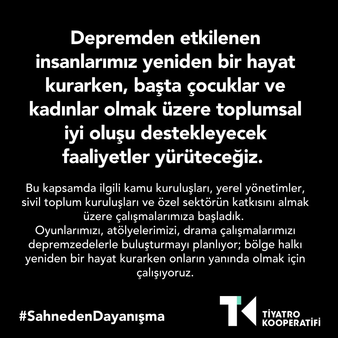Depremden etkilenen insanlarımız yeniden bir hayat kurarken, başta çocuklar ve kadınlar olmak üzere toplumsal iyi oluşu destekleyecek faaliyetler yürüteceğiz.