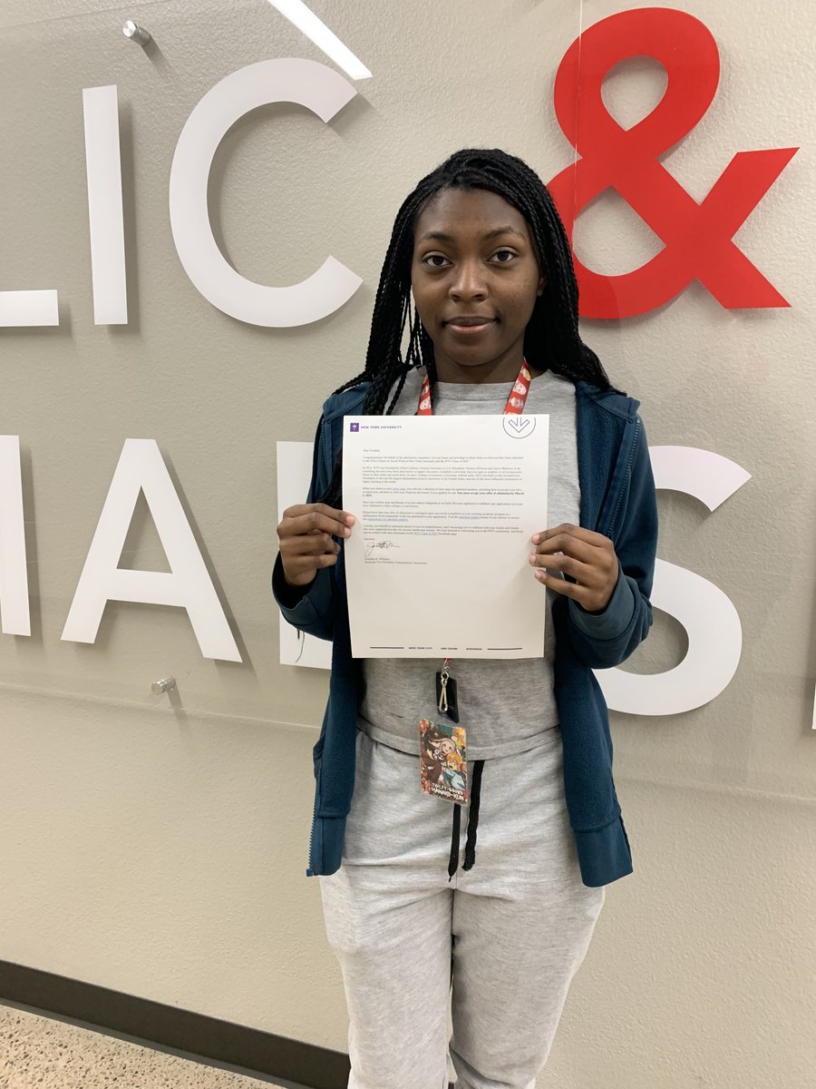 Our very own Tureihla Harris, student in the Public & Social Services Academy’s Law Magnet program, has been accepted to the Silver School of Social Work at New York University - NYU class of 2027. She will major in criminal justice. We are proud of you Tureihla!