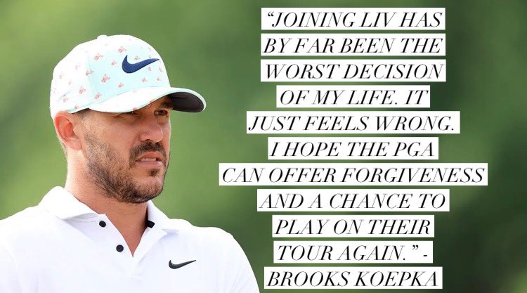 PGATUOR's tweet photo. Brooks Koepka opens up about his poor decision to join LIV: https://t.co/QutUbHgyjM