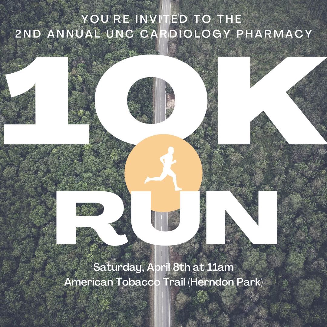 unc_cards_rx's tweet photo. 📢📢 Calling all program alumni 📢📢
Please join us for our second annual UNC Cardiology Pharmacy 10K! RSVP to @MusickKaitlin or @MadelineEFuller - we can’t wait to see you there 🏃🏽‍♂️🏃🏃🏽‍♀️ https://t.co/CPxggl7Zhn