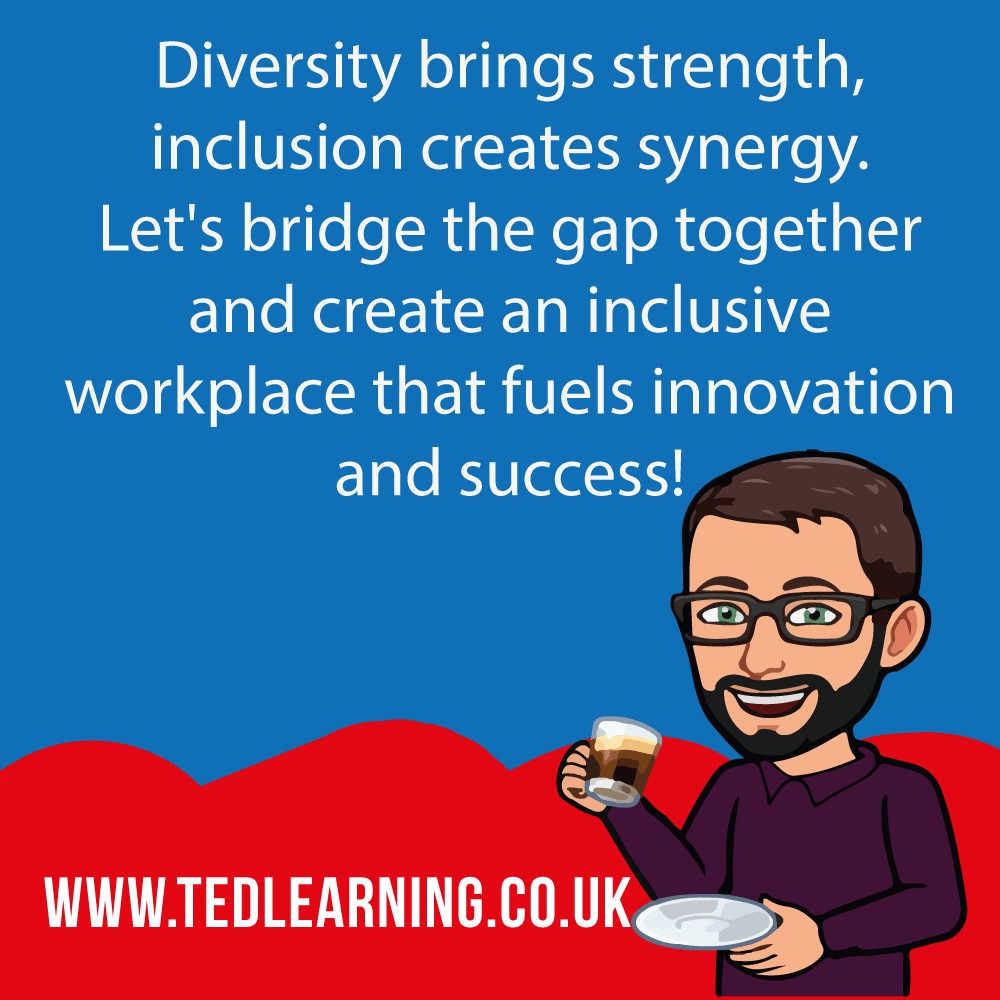 TedLearning1's tweet photo. "Diversity brings strength, inclusion creates synergy. Let's bridge the gap together and create an inclusive workplace that fuels innovation and success!" #inclusionanddiversity #workplacepositivity https://t.co/zDVjkD3E5U