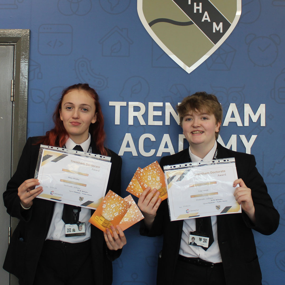 TrenthamAcademy's tweet photo. We are so proud to have our very first @TrenthamAcademy #Doctorate Doctors. Over the last two years, Macy and Cole have gained 450+ points each in tasks which develop their #creativity, #sports, #worldknowledge and overall #culturalcapital. What an incredible #achievement! 🥇🎓 https://t.co/XlcO2Csivw