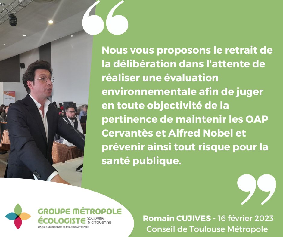 Modification du PLU de #Toulouse : <a href="/Romain_Cujives/">Romain Cujives</a> s'étonne de la décision de ne pas procéder à une enquête environnementale. D'autant que les modifications visent à construire 800 logements et un groupe scolaire sur un site pollué au plomb à proximité de l'ex-fonderie STCM  ‼️