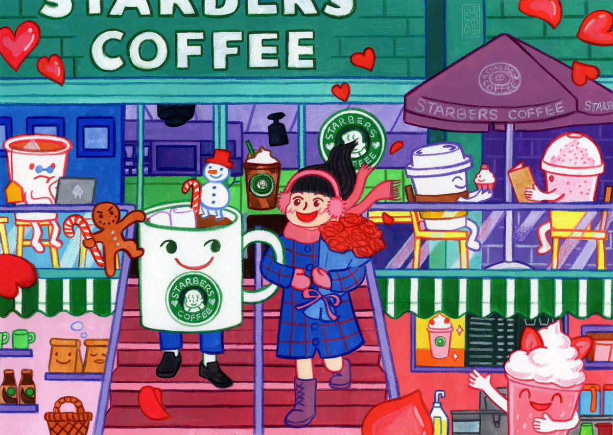 ambersungart's tweet photo. ❤️Happy Valentine’s day!!❤️
#illustration #ValentinesDay #Starbucks #coffee https://t.co/ALlilWR6nu