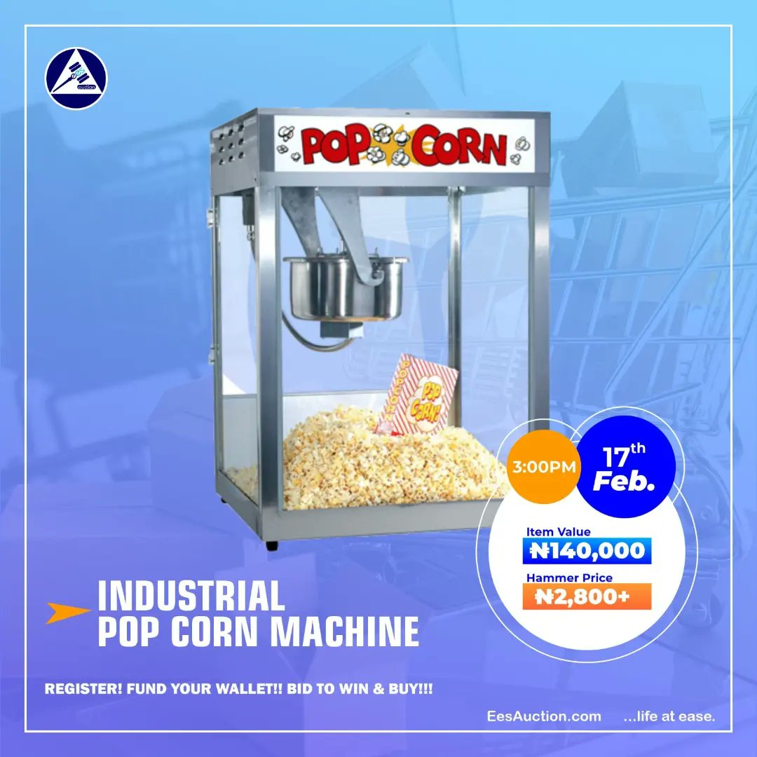 eesauction's tweet photo. Fabulous items to be auctioned on Friday are:

1. Standing Hair Dryer (1:00pm).

2. Industrial Popcorn Machine (3:00pm).

You can't afford to miss out.

Be ready. https://t.co/aK4kY1QBh8