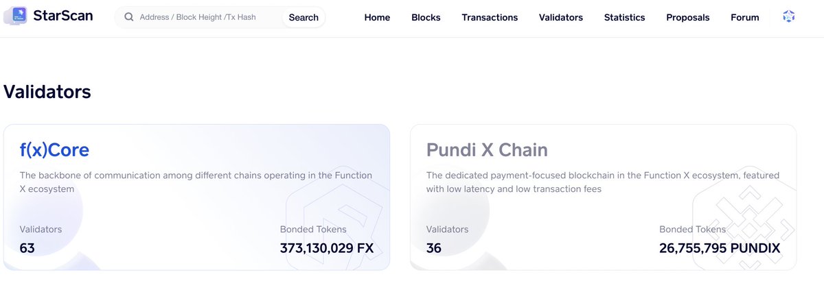 PundiScan_io's tweet photo. On #StarScanπ explorer, you can check out the validators on #FXCORE & #PundiXChain that also includes their uptime activity, governance proposal participation, total $FX or $PUNDIX delegated and more ππ
π https://t.co/2Xzj0u5CDy https://t.co/YD98tfBLat