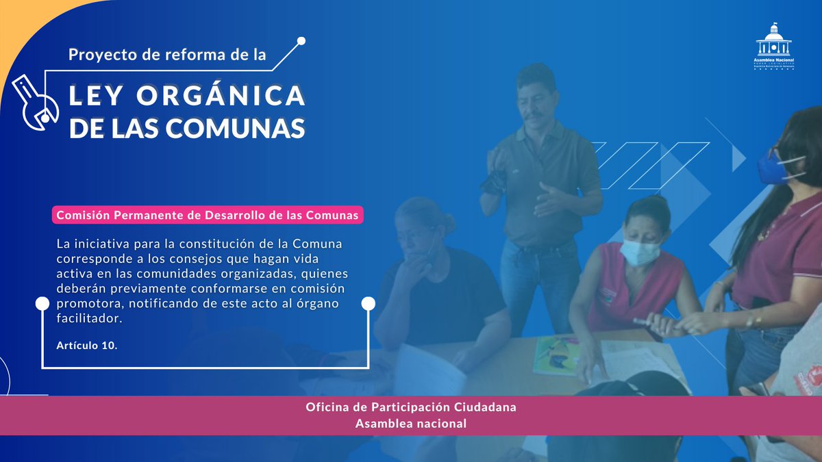 PoderYLeyes's tweet photo. ¡Pueblo Legislador!
Entérate en el artículos 10 del Proyecto de Reforma de la Ley Orgánica de las Comunas, cómo será el proceso para la Constitución de las Comunas.
#sab18 @eekhout_blanca @NicolasMaduro @pinfantea @AmkValentina @jorgerpsuv https://t.co/yYwO9irWJ5