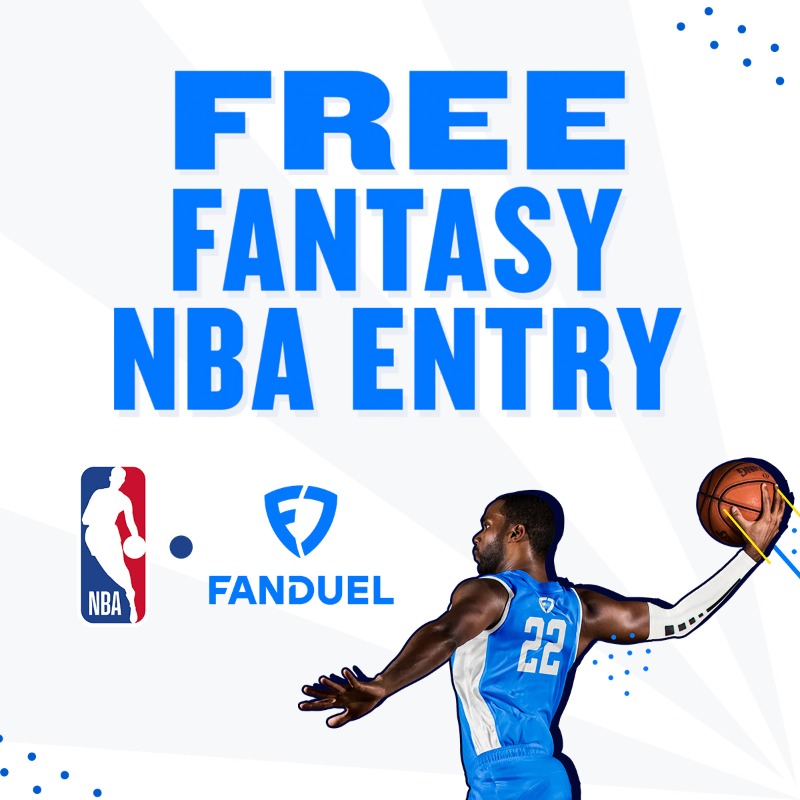 FanDuel's tweet photo. Take a shot at Fantasy NBA. Get a FREE entry when you sign up! 🏀🆓