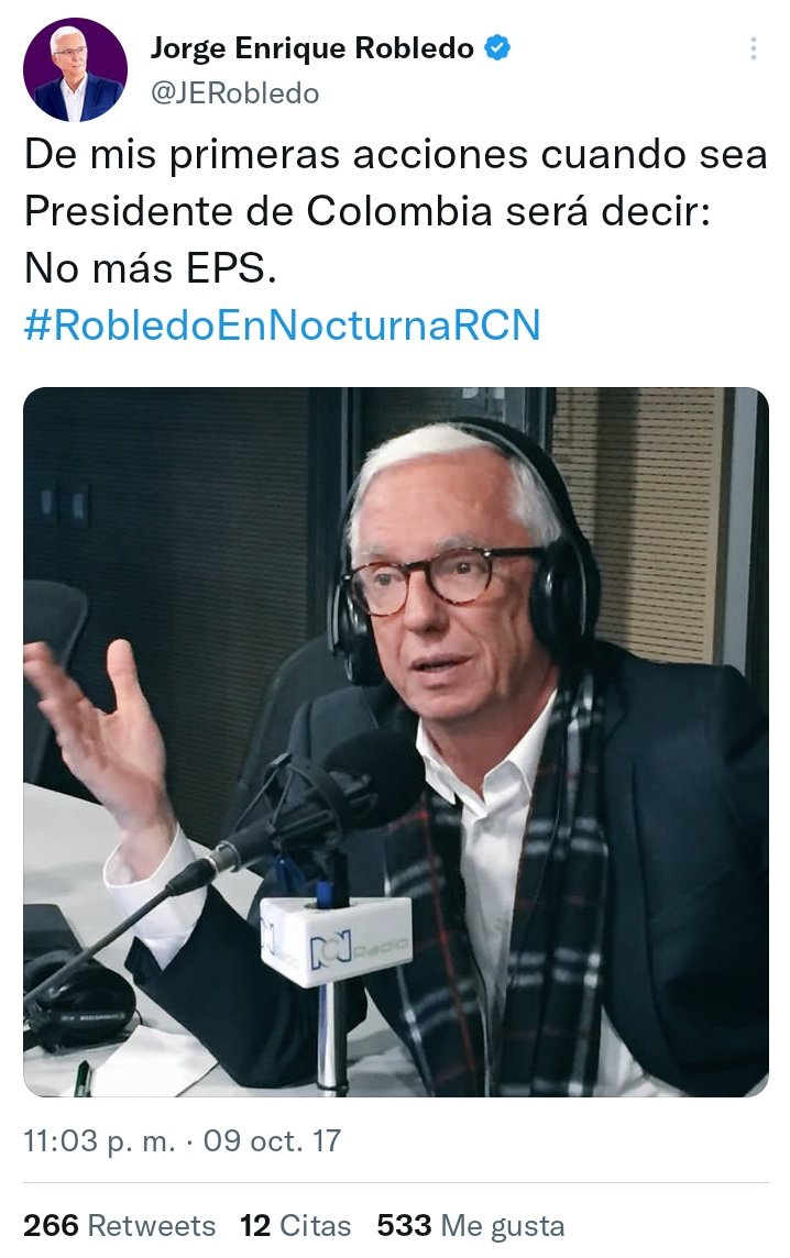 Vamos <a href="/DeLaCalleHum/">Humberto de la Calle</a> y <a href="/JERobledo/">Jorge Enrique Robledo</a> cuéntenle al país porque ahora hay que proteger a las EPS, qué ha cambiado desde estos trinos? Aaaash sí, que el problema de ustedes no es con el modelo de salud, es con el actual presidente. Me gusta la memoria tuitera.🤣🤣🤣🤣🤣