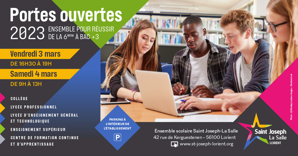 EC_Bretagne's tweet photo. ➡️Portes ouvertes de la 6 ème à Bac +3
#Lorient #enseignementcatholique
📌Vendredi 3 mars et samedi 4 mars
Nous nous tenons à votre disposition pour répondent à vos questions !
#formationcontinue #college #enseignementgeneral
#enseignementtechnologique #lyceeprofessionnel https://t.co/ROdNmpGaVz