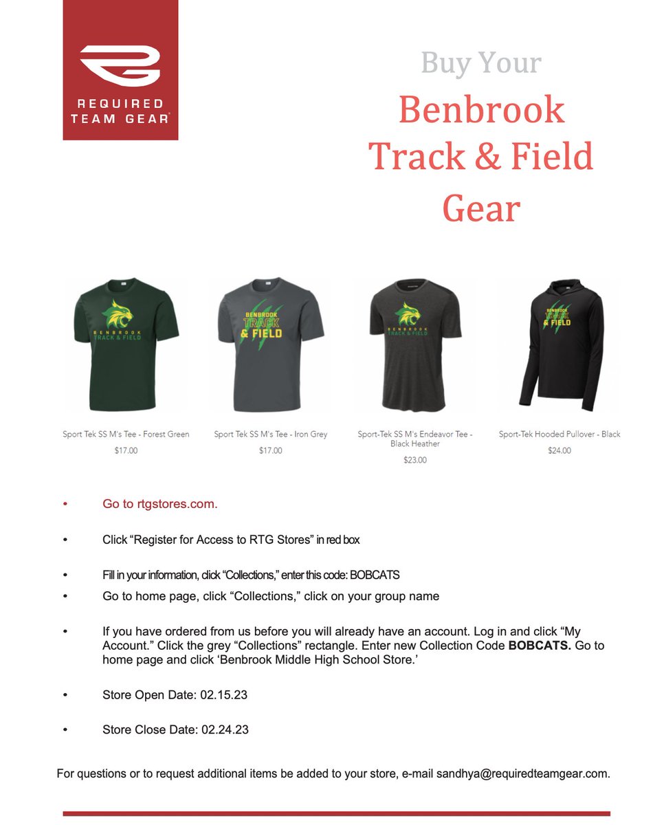 the Benbrook HS Track &amp; Field Team Store is open through Feb 25th! <a href="/BenbrookMHS/">Benbrook Middle-High</a> <a href="/BenbrookBobcats/">Bobcat Athletics</a> <a href="/BenbrookTrack/">Bobcat Track & Field</a>