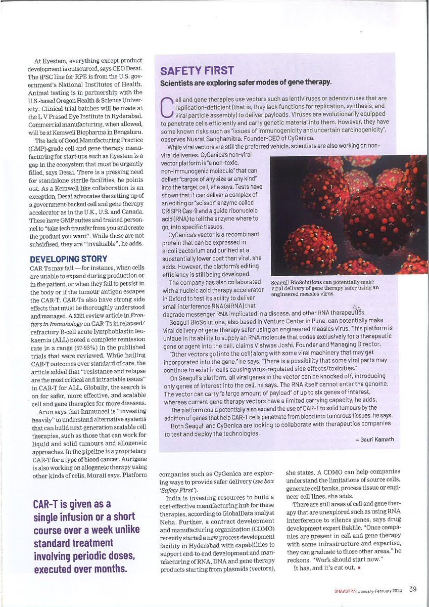drreddys's tweet photo. Cell &amp; gene therapy is a niche growing area that involves manipulation of human cells &amp; genes to make potentially one-shot interventions that could offer lasting solutions to intractable diseases. @AurigeneDiscov is one of the few players in India involved in CAR-T therapy. https://t.co/0S3VDSbqm2