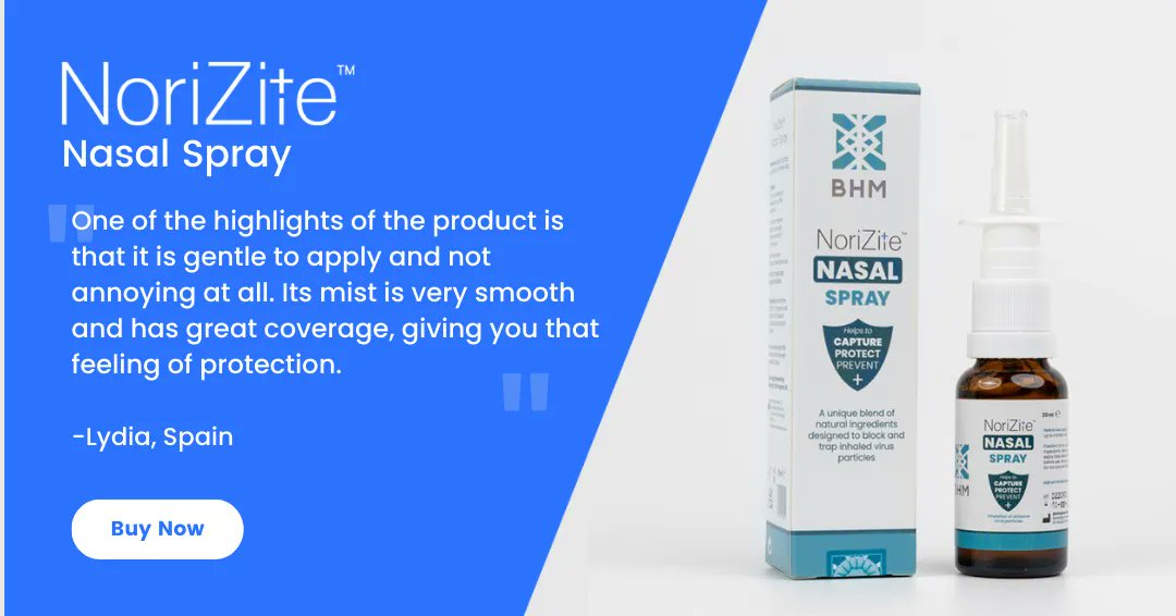 Carefully balanced blend of powerful natural ingredients coats &amp; sticks to the nasal cavity. Up to 6x more coverage than other sprays. 6h+ per application.

Find out why our customers love NoriZite buff.ly/3Nj44sw

#NasalSpray #WinterRemedy #AntiViral
