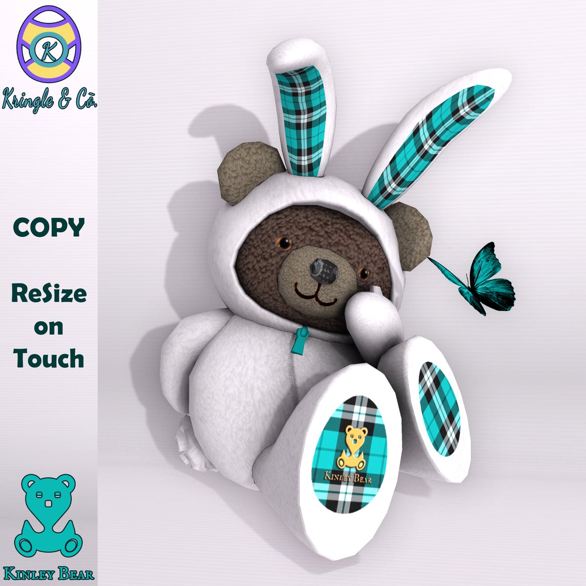 KringleCo's tweet photo. Kinley Bear is all dressed up and impatient for the Easter season to begin. She comes with a white Easter Bunny outfit, trimmed in our new signature Kringle Spring Tartan! Kinley is in the main store now and would love to go home with you! #KringleCo #SecondLife #KinleyBear https://t.co/MWrzMSTZmF
