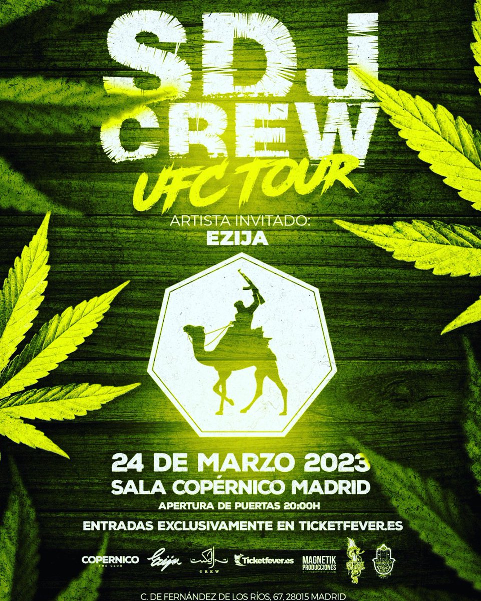 BreakingRapMad's tweet photo. 🐫 En un mes @LaSDJCREW en Madrid, presentado temas de UFC 
Entradas: https://t.co/YGvreU9wou 
Artista invitado: Ezija 
#sdj #sdjcrew #señorgris #sore @sdjcrewfrases @ConciertosenMad https://t.co/ddkZ4kzQ34