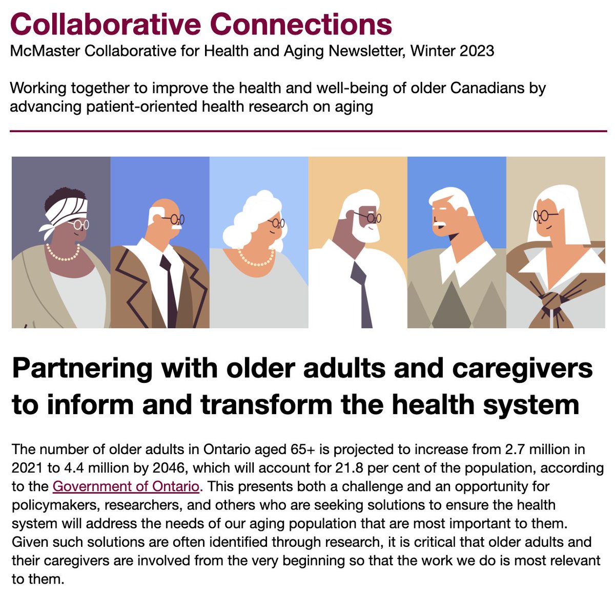 In our first issue of Collaborative Connections: trainee funding available, new workbook to support meaningful engagement, upcoming event on challenging ageism + more resources & news mailchi.mp/7db100860497/c… 
#AgingResearch 
#PatientPartners 
#PatientEngagement