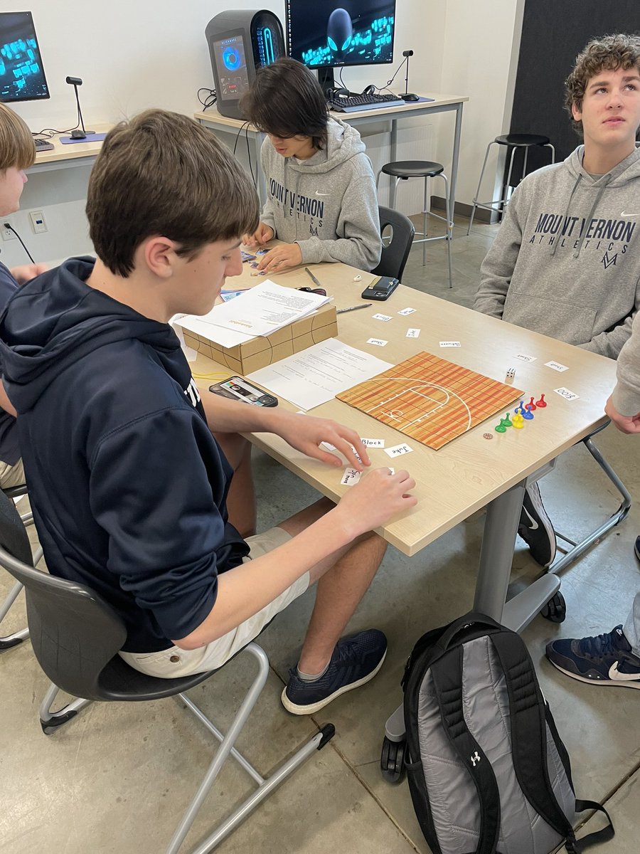 klundstromatmv's tweet photo. #MVSchool #gamedesign Sts learning abt design choices and how they affect the outcome of player "dynamics" or "user-experience". Thinking 🤔 Digital to Analog and backwards design as we breakdown the design choices for existing video games and translating them into a board game. https://t.co/Ky4kWafiIn