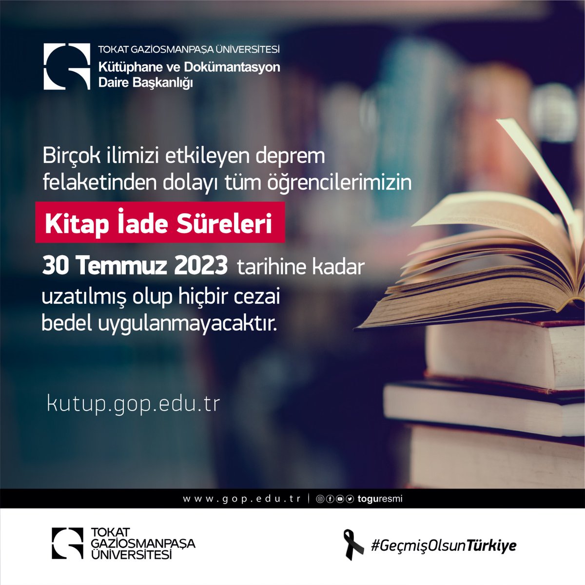 Üniversitemiz Kütüphanesinde kitap iade süresi 30 Temmuz 2023 tarihine kadar ertelenmiştir📢

@togukutuphane 
<a href="/toguresmi/">Tokat Gaziosmanpaşa Üniversitesi</a>