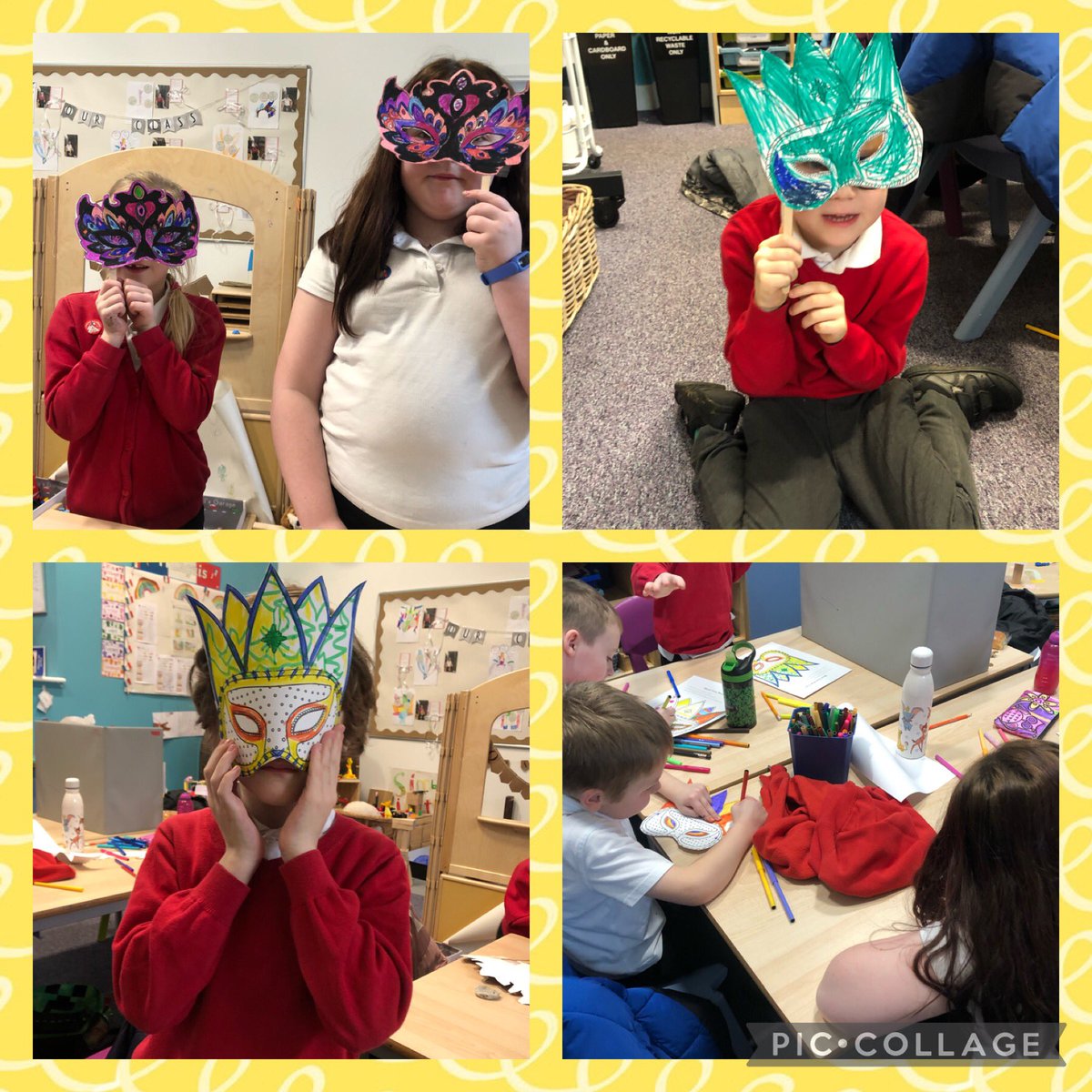 BarrhillPrimary's tweet photo. We were celebrating Mardi Gras today! We made masks, tasted French food and were speaking in French #frenchwithmrinnes #OU_SCILT @scottishcilt @OU_WELS https://t.co/5NkEK9LSQp